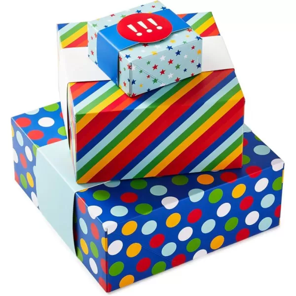 Hallmark SelfSealing Gift Box Set with Zip Opening 2 Boxes Rainbow Birthday Cake for Kids Adults Grandchildren TeachersBlue  Light Blue