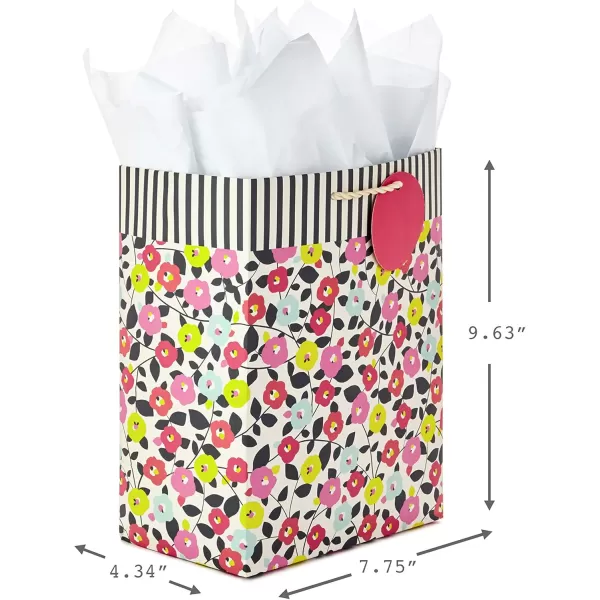 Hallmark 9quot Medium Gift Bag with Tissue Paper Flowers and Stripes for Birthdays Mothers Day Baby Showers Bridal Showers Weddings or Any OccasionMedium Floral