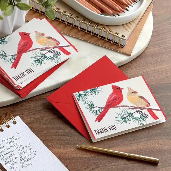 Hallmark Cardinal Thank You Notes 20 Cards with Envelopes for Christmas Holidays Winter