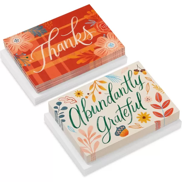 Hallmark Fall Floral Thank You Note Card Assortment 50 Cards with Envelopes for Weddings Teachers Clergy Bosses Thanksgiving