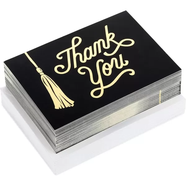 Hallmark Graduation Thank You Cards Bulk Black and Gold Tassel 40 Thank You Notes with Envelopes