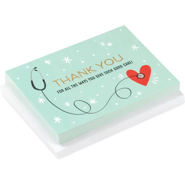 Hallmark Healthcare Thank You Card Pack 20 Blank Cards with Envelopes for Nurses Day Doctors Physician Assistants Medical Professionals