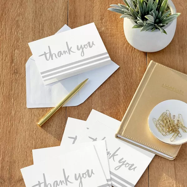 Hallmark Pack of Thank You Cards Silver Foil 20 Thank You Notes with Envelopes