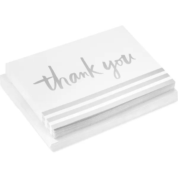 Hallmark Pack of Thank You Cards Silver Foil 20 Thank You Notes with Envelopes