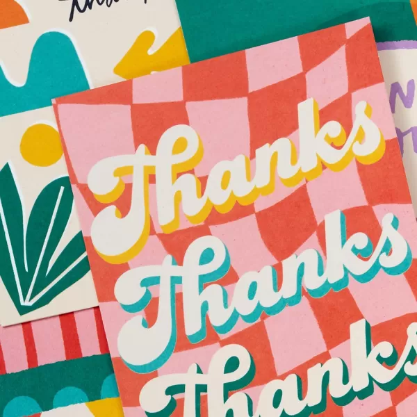 Hallmark Retro Thank You Card Assortment 24 Blank Cards with Envelopes Orange Yellow Green Pink