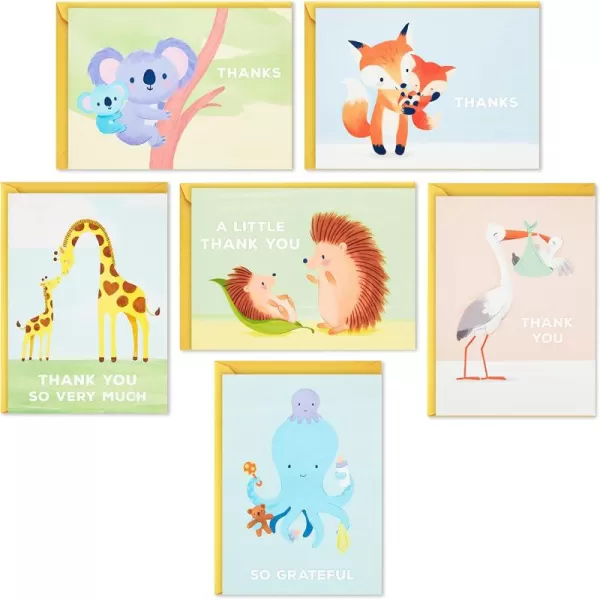 Hallmark Baby Shower Thank You Cards Assortment Baby Animals 48 Cards and EnvelopesStork Giraffes Koalas Octopus Fox Hedgehogs