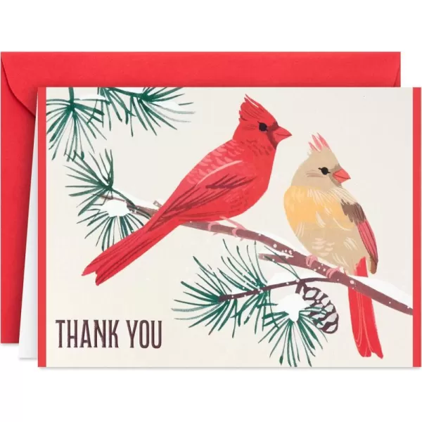 Hallmark Cardinal Thank You Notes 20 Cards with Envelopes for Christmas Holidays Winter