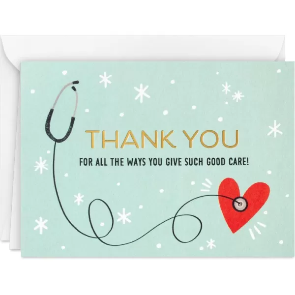 Hallmark Healthcare Thank You Card Pack 20 Blank Cards with Envelopes for Nurses Day Doctors Physician Assistants Medical Professionals