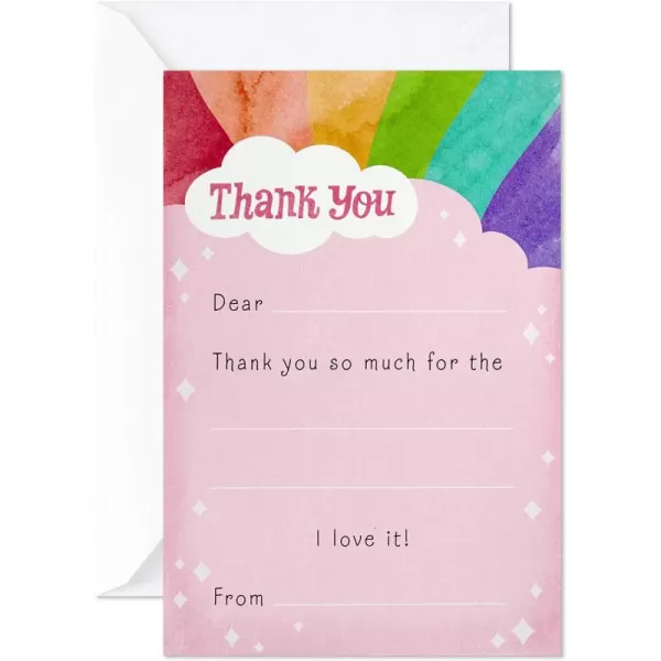 Hallmark Kids Fill in the Blank Thank You Cards Rainbow 20 Cards with Envelopes