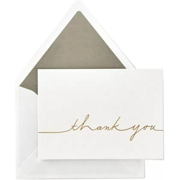 Hallmark Signature Gold Thank You Cards Gold Script 10 Cards with Envelopes