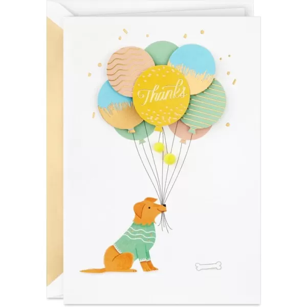 Hallmark Signature Thank You Card for Graduation Teacher Appreciation Administrative Professionals Day or Nurses Day Thanks So MuchDog with Balloons