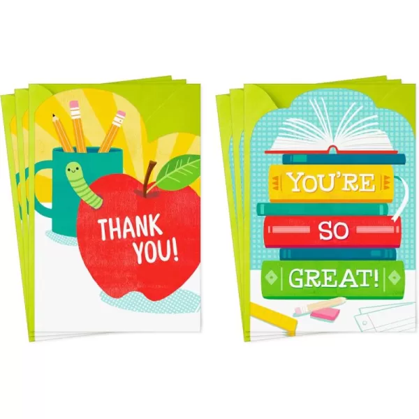 Hallmark Teacher Appreciation Card Assortment 6 Cards with Envelopes for Kindergarten Grade School Preschool TeachersSchool Appreciation  6 Cards