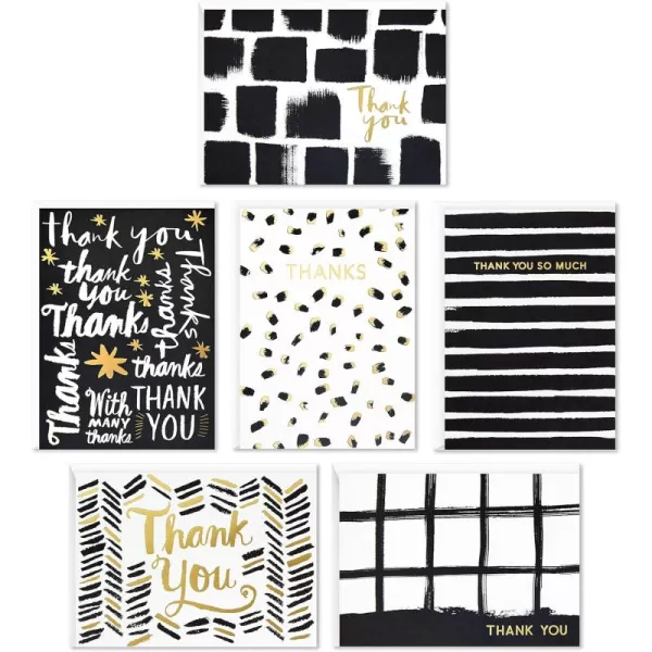 Hallmark Thank You Cards Assortment Black and White Thanks 48 Cards with Envelopes for All OccasionsBlack  White Assortment