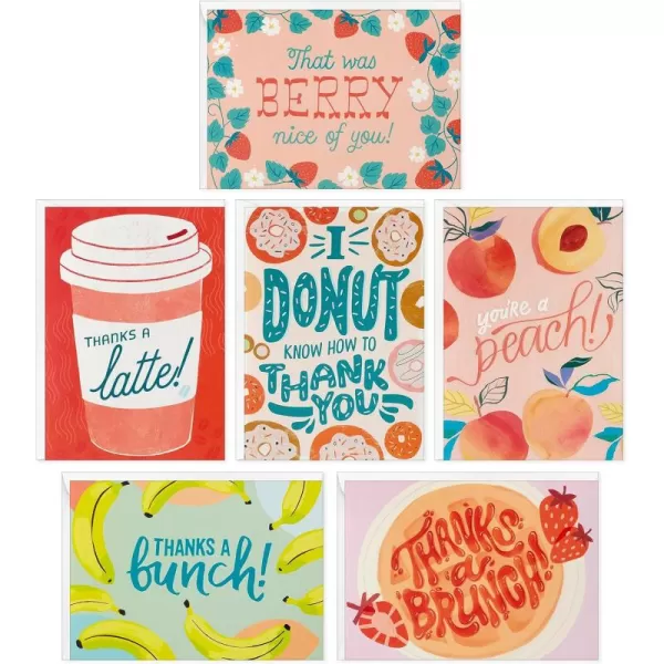 Hallmark Thank You Notes Food Puns 36 Blank Cards with Envelopes Donut Latte Brunch