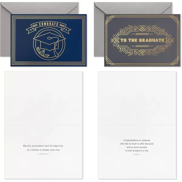 Hallmark Graduation Cards Assortment Gold Foil Neutrals 16 Cards and Envelopes 4 DesignsBlack  Blue  Grey and Gold