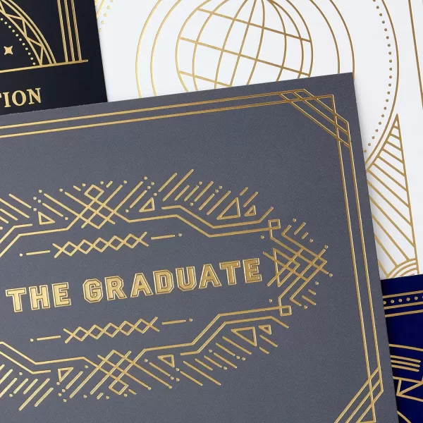 Hallmark Graduation Cards Assortment Gold Foil Neutrals 16 Cards and Envelopes 4 DesignsBlack  Blue  Grey and Gold