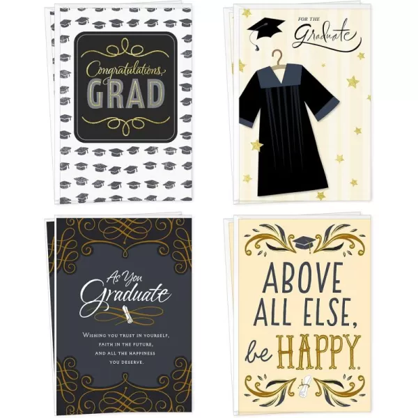 Hallmark Graduation Cards Assortment Gold Foil Neutrals 16 Cards and Envelopes 4 DesignsGold  Black and Ivory