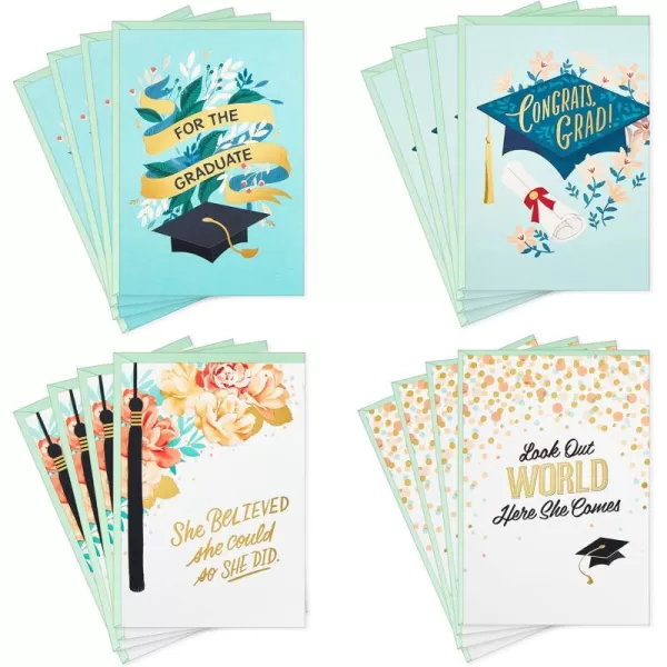 Hallmark Graduation Cards Assortment for Her She Believed She Could 16 Cards and Envelopes 4 DesignsAssorted Graduation Cards for Females