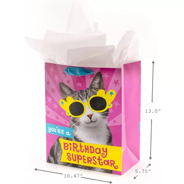 Hallmark 13quot Large Birthday Gift Bags with Tissue Paper 3Pack Black and Neon Rainbow WooHoo for Kids Adults Teens CoworkersPink  Yellow