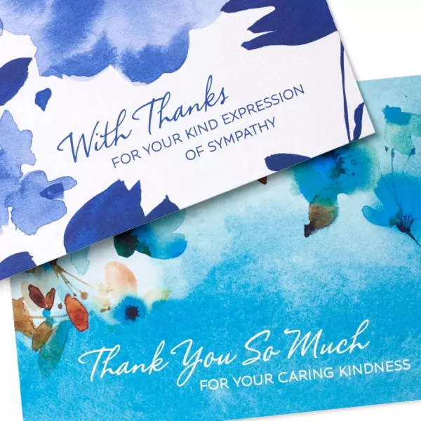 Hallmark Sympathy Thank You Notes 50 Blank Cards with Envelopes Blue Watercolor Flowers