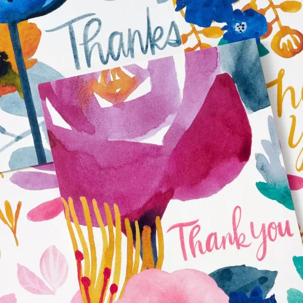 Hallmark Thank You Notes Assortment 48 Blank Cards with Envelopes Watercolor Florals