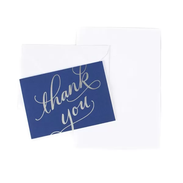 Hallmark Thank You Notes Silver Foil Script 40 Cards and EnvelopesSilver Foil Script