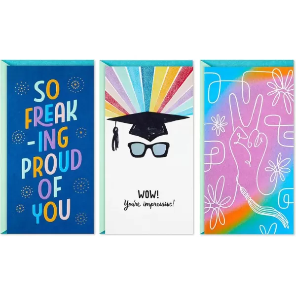 Hallmark Graduation Cards Assortment Better Future Pack of 3 Cards with EnvelopesProud of You  3 Money Holder Cards