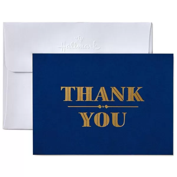 Hallmark Thank You Notes Silver Foil Script 40 Cards and EnvelopesNavy and Gold