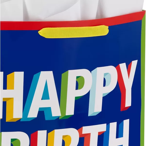 Hallmark 15quot Extra Large Birthday Gift Bag with Tissue Paper quotHappy Birthdayquot Red Blue Yellow Green for Kids Teachers Coworkers Friends