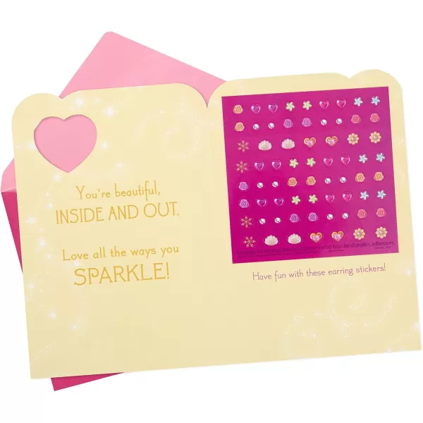 Hallmark Birthday Greeting Card for Kids Disney Princess Earring Stickers