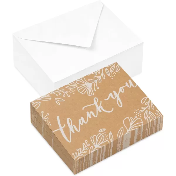 Hallmark Bulk Kraft Thank You Notes 100 Blank Cards with Envelopes for Weddings Engagement Parties Bridal Showers