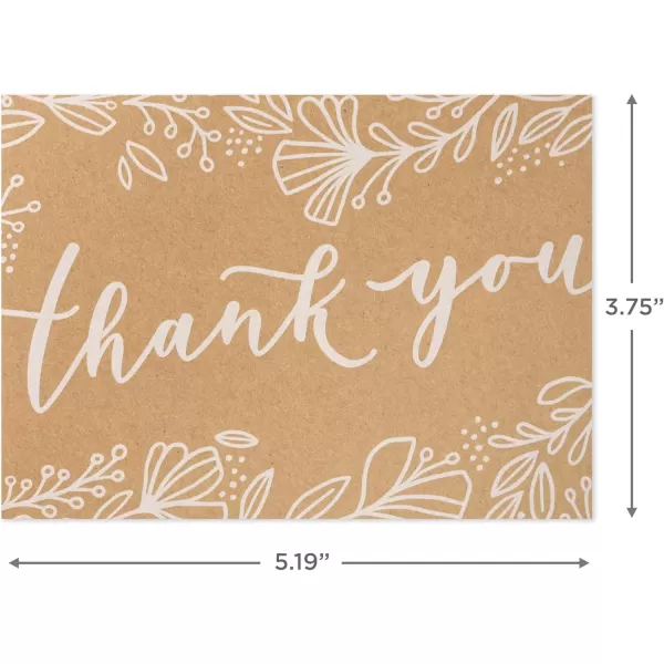 Hallmark Bulk Kraft Thank You Notes 100 Blank Cards with Envelopes for Weddings Engagement Parties Bridal Showers