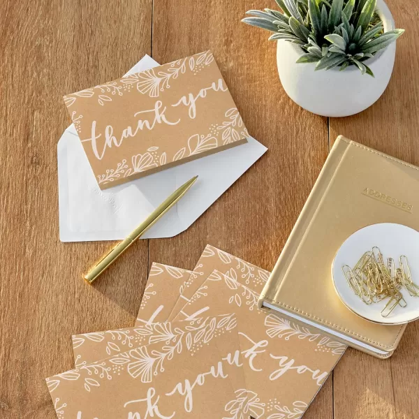 Hallmark Bulk Kraft Thank You Notes 100 Blank Cards with Envelopes for Weddings Engagement Parties Bridal Showers