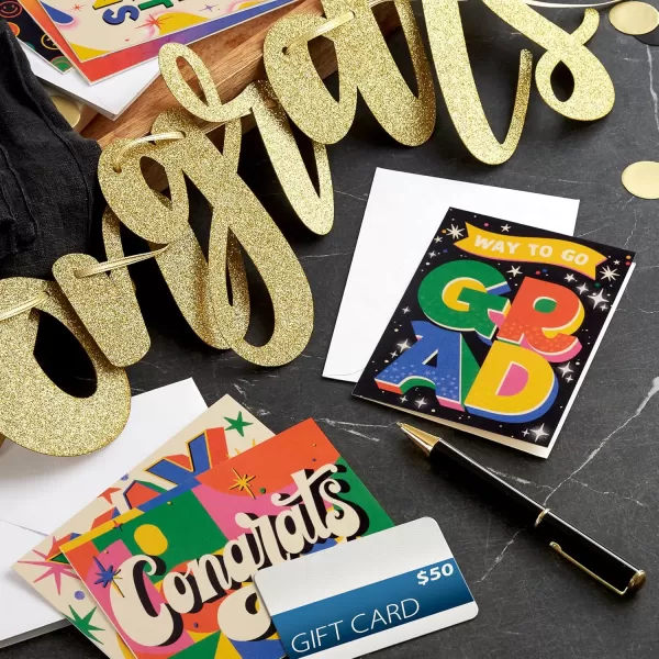 Hallmark Graduation Cards Bulk Assortment Retro Rainbow 36 Blank Cards with Envelopes 6 Designs for High School Kindergarten Middle School College and College GraduatesBright and Bold  Assorted Graduation Cards