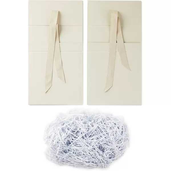 Hallmark Medium Gift Boxes with Bow and Shredded Paper Fill Pack of 2 Antique White 8 inch Box for Weddings Bridal Showers Graduations Birthdays Bridesmaids Gifts All OccasionPearl White