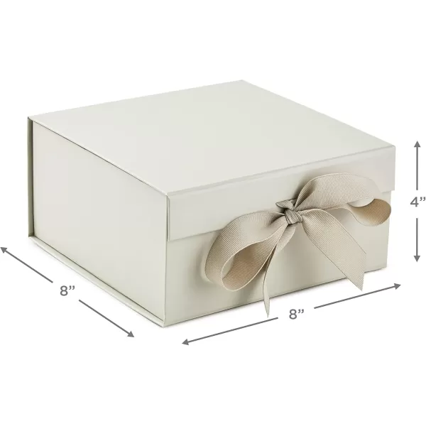 Hallmark Medium Gift Boxes with Bow and Shredded Paper Fill Pack of 2 Antique White 8 inch Box for Weddings Bridal Showers Graduations Birthdays Bridesmaids Gifts All OccasionPearl White