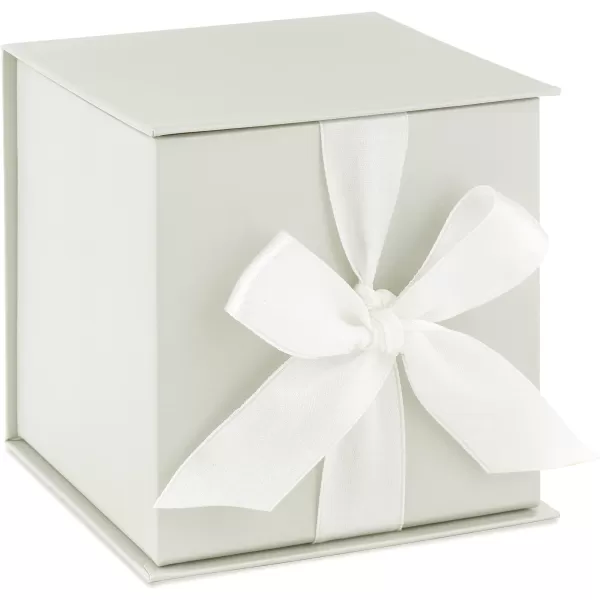 Hallmark Medium Gift Boxes with Bow and Shredded Paper Fill Pack of 2 Antique White 8 inch Box for Weddings Bridal Showers Graduations Birthdays Bridesmaids Gifts All OccasionSnowy White