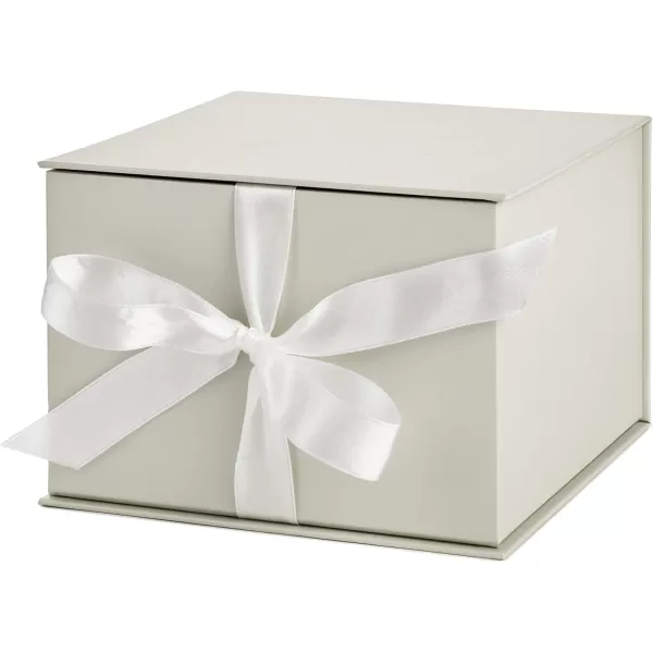 Hallmark Medium Gift Boxes with Bow and Shredded Paper Fill Pack of 2 Antique White 8 inch Box for Weddings Bridal Showers Graduations Birthdays Bridesmaids Gifts All OccasionWhite