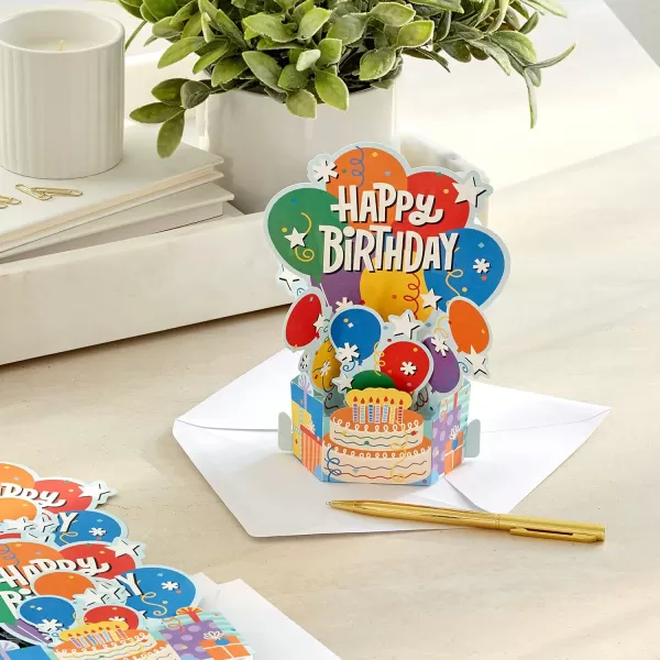 Hallmark Paper Wonder Pack of Pop Up Birthday Cards Balloons and Cake 8 3D Cards and Envelopes