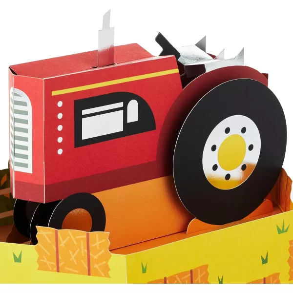 Hallmark Paper Wonder Pop Up Card Red Tractor for Kids Birthdays FarmersRed