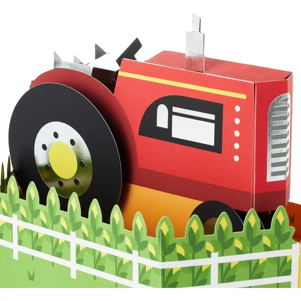 Hallmark Paper Wonder Pop Up Card Red Tractor for Kids Birthdays FarmersRed