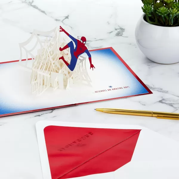 Hallmark Signature Marvel Birthday Card with Stickers SpiderManBlue