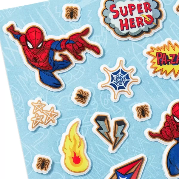 Hallmark Signature Marvel Birthday Card with Stickers SpiderManLight Blue