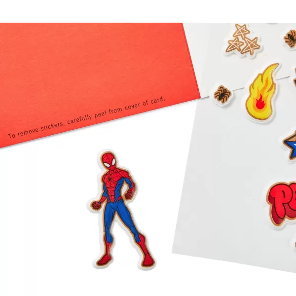 Hallmark Signature Marvel Birthday Card with Stickers SpiderManLight Blue