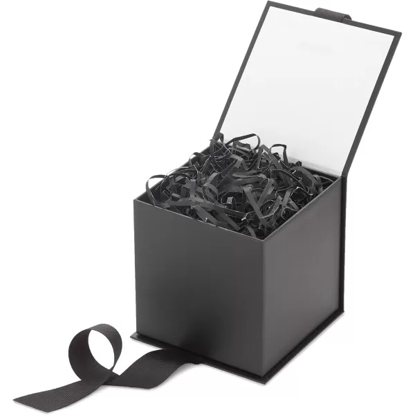 Hallmark Small Gift Box with Bow and Shredded Paper Fill Black 4 inch Gift Box for Weddings Graduations Birthdays Fathers Day Groomsmen Gifts All OccasionBlack