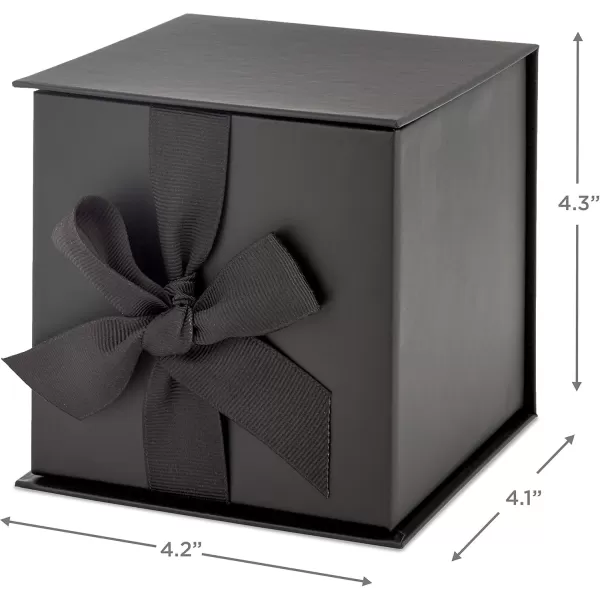 Hallmark Small Gift Box with Bow and Shredded Paper Fill Black 4 inch Gift Box for Weddings Graduations Birthdays Fathers Day Groomsmen Gifts All OccasionBlack