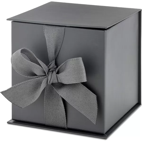 Hallmark Small Gift Box with Bow and Shredded Paper Fill Black 4 inch Gift Box for Weddings Graduations Birthdays Fathers Day Groomsmen Gifts All OccasionSlate Gray