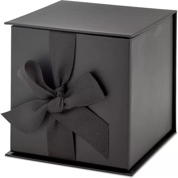 Hallmark Small Gift Box with Bow and Shredded Paper Fill Black 4 inch Gift Box for Weddings Graduations Birthdays Fathers Day Groomsmen Gifts All OccasionBlack