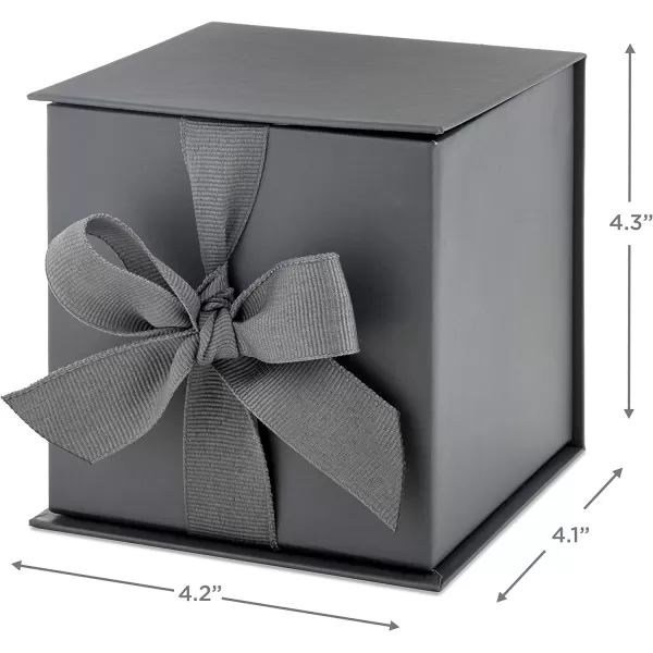 Hallmark Small Gift Box with Bow and Shredded Paper Fill Black 4 inch Gift Box for Weddings Graduations Birthdays Fathers Day Groomsmen Gifts All OccasionSlate Gray