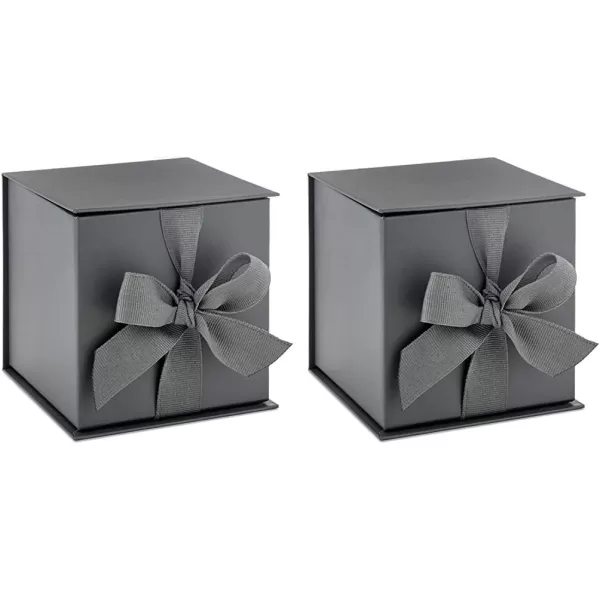 Hallmark Small Gift Box with Bow and Shredded Paper Fill Black 4 inch Gift Box for Weddings Graduations Birthdays Fathers Day Groomsmen Gifts All OccasionSlate Gray